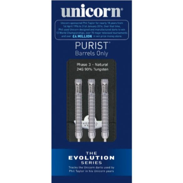 Šipky Unicorn steel Purist Phase 3 24g, 90% wolfram