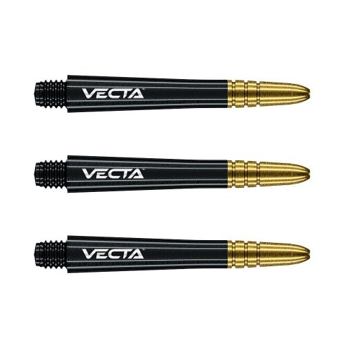 Násadky na šipky Winmau Vecta intermadiate 41mm, černý plast, zlatý hliníkový top