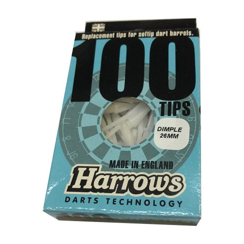 Hroty na šipky Harrows Dimple soft 26mm, plastové bílé 100 ks/bal, závit 2BA