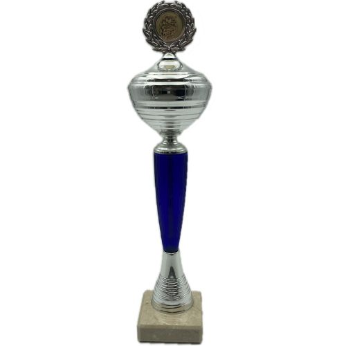 Gamecenter Šipkárská trofej stříbrno-modrá sklenice, 34,5cm vysoká