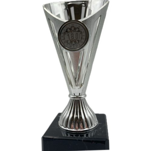 Gamecenter Šipkárská trofej - stříbrná sklenice, 18cm vysoká