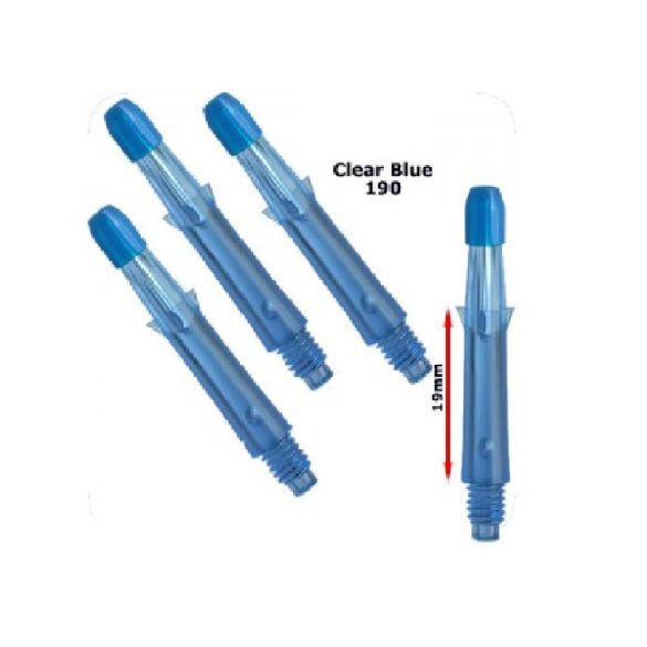 Násadky na šipky L-Style Straight 190, průhledné modré, krátké, 19mm