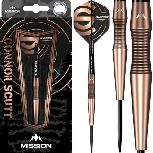 Sada steel šipek Mission Connor Scutt V2 Bronze PVD 22g, 90% tungsten