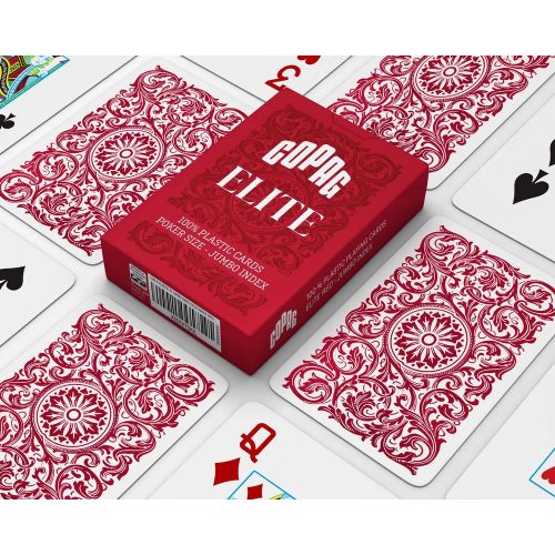 Hrací karty Copag Elite Poker Jumbo index, 100% plastové, červené