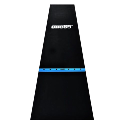 ONE80 Pryžový koberec před terč s dřevěnou hranicí hodu 62 cm, černo-modrý
