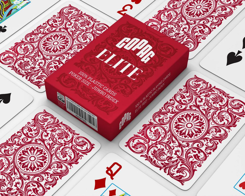 Hrací karty Copag Elite Poker Jumbo big index 100% plastové, červené