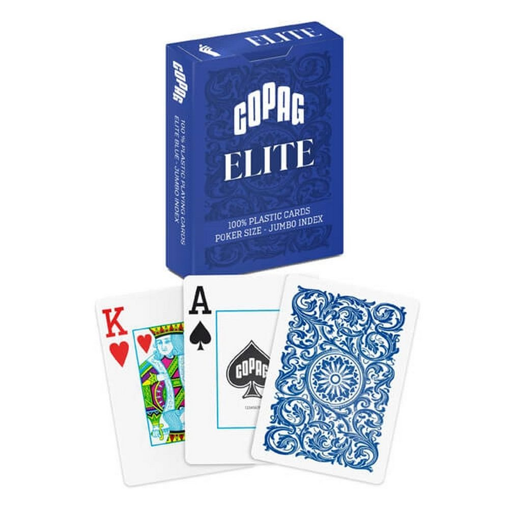 Hrací karty Copag Elite Poker Jumbo index, 100% plastová, modrá