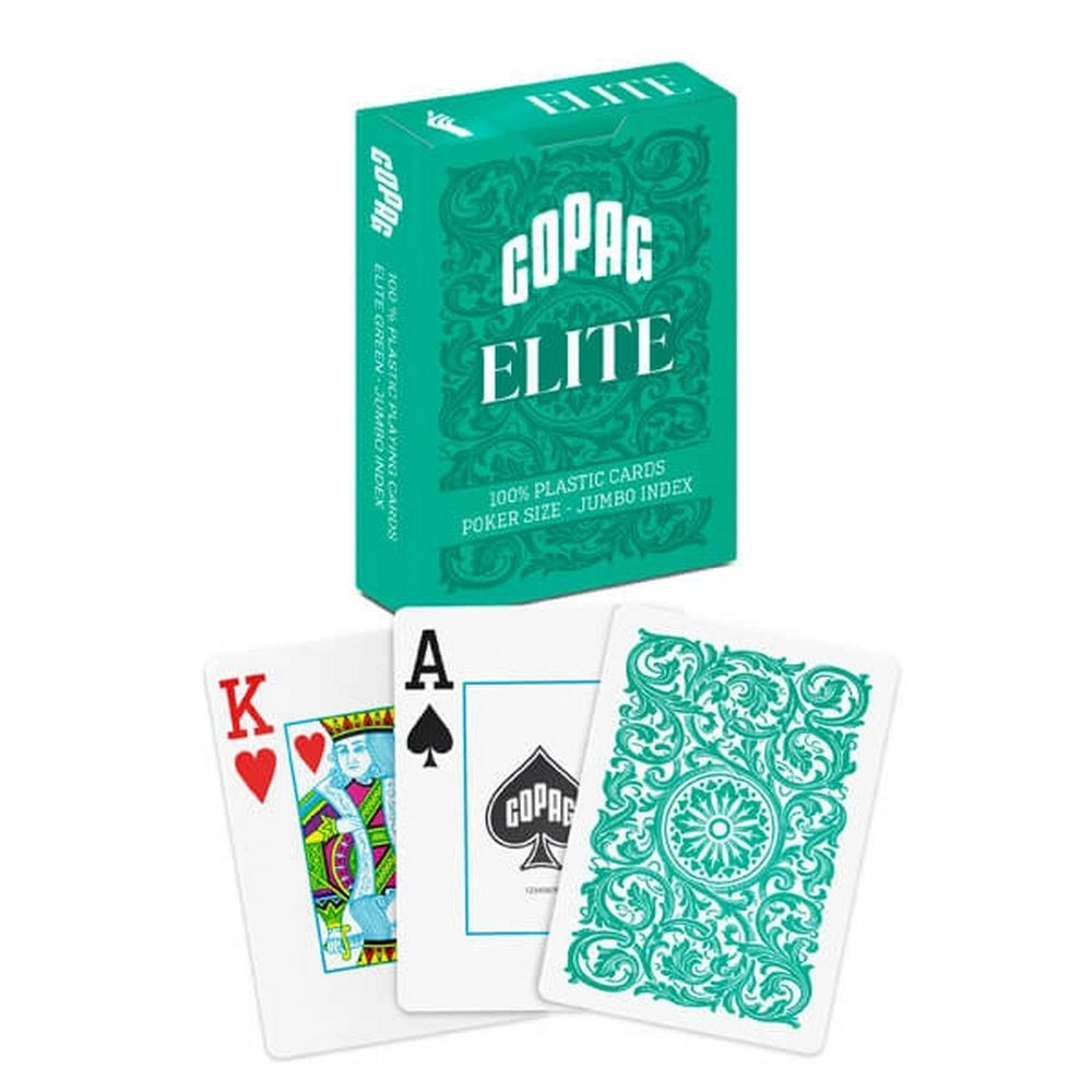 Hrací karty Copag Elite Poker Jumbo index, 100% plastové, zelené