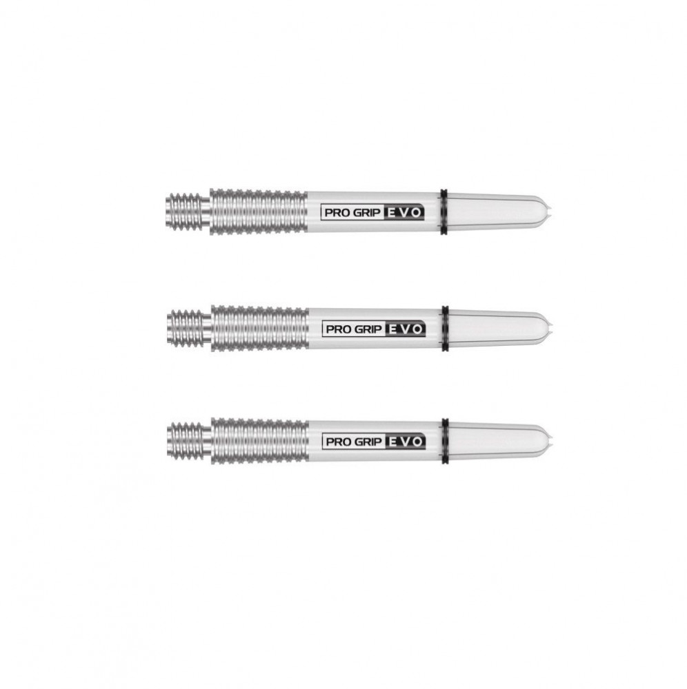 Násadky na šipky Target Pro Grip Evo AL, stříbrné, krátké, 34mm